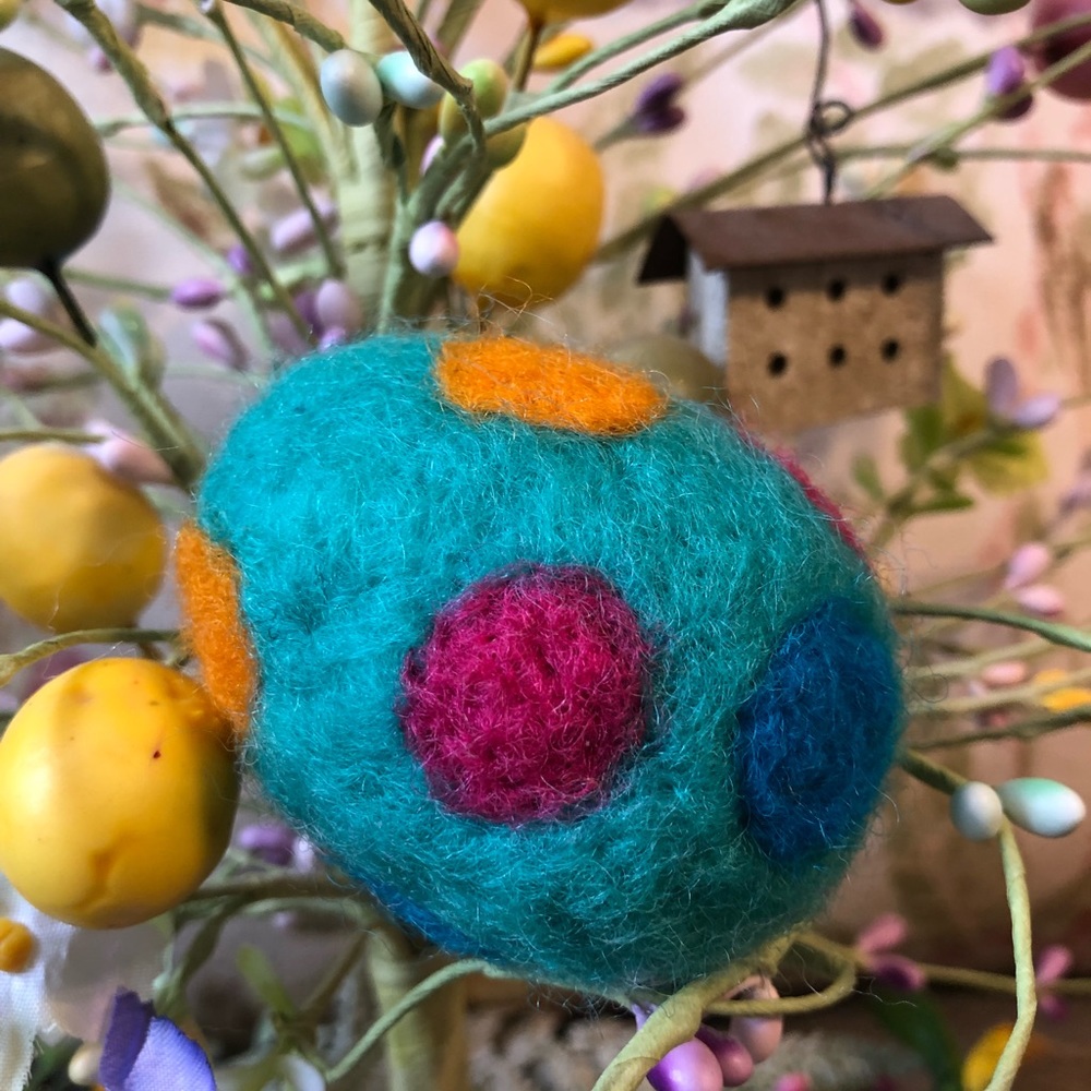 Handmade needle felted Easter egg polka dots spring collectable decoration